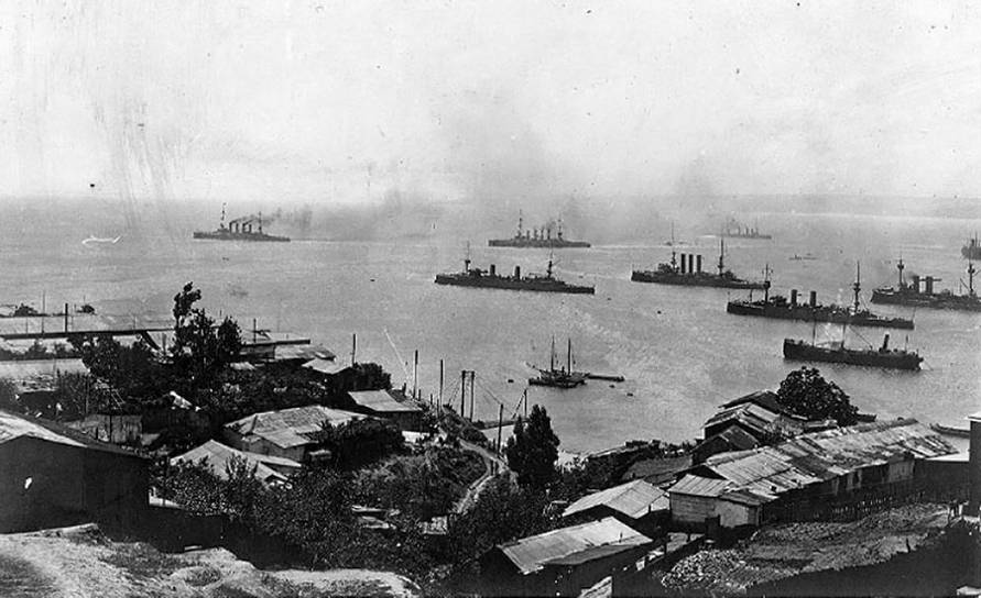 Эскадра Шпее на рейде Вальпараисо (фото 1914 г)